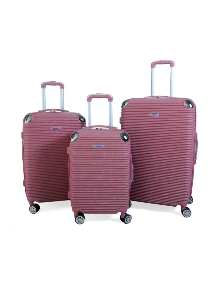 Abs Luggage Trolley Bags 3 Pcs Set (pinK)